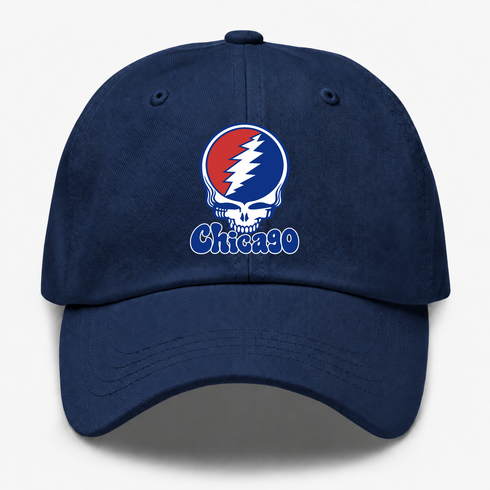 Chicago Baseball Stealie Grateful Dead Dad Hat — Chicago Cubs — Navy