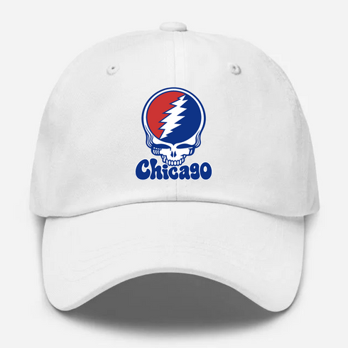 Chicago Baseball Stealie Grateful Dead Dad Hat — Chicago Cubs — White