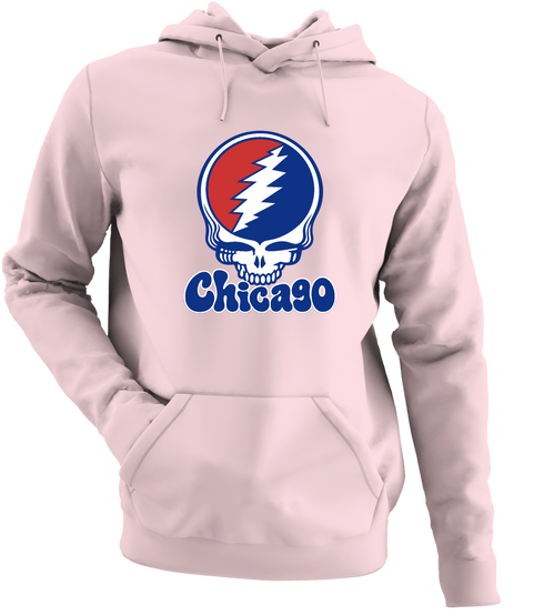 Chicago Baseball Stealie Grateful Dead Hoodie — Chicago Cubs — Light Pink