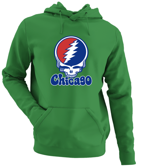Chicago Baseball Stealie Grateful Dead Hoodie — Chicago Cubs — Irish Green