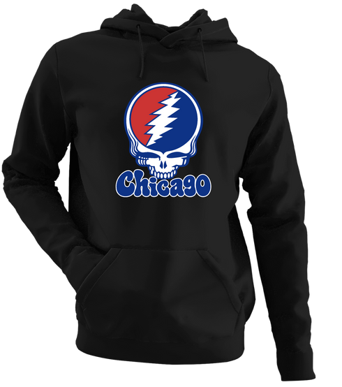 Chicago Baseball Stealie Grateful Dead Hoodie — Chicago Cubs — Black