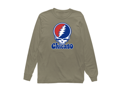 Chicago Baseball Stealie Grateful Dead Long-Sleeve — Chicago Cubs — Sandstone