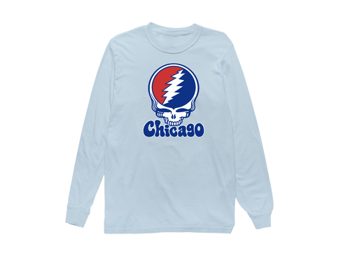 Chicago Baseball Stealie Grateful Dead Long-Sleeve — Chicago Cubs — Chambray