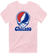 Chicago Baseball Stealie Grateful Dead T-Shirt — Chicago Cubs — Light Pink