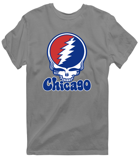Chicago Baseball Stealie Grateful Dead T-Shirt — Chicago Cubs — Dark Heather