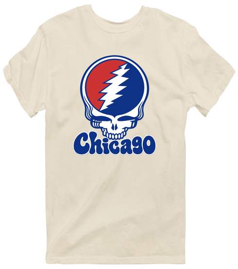 Chicago Baseball Stealie Grateful Dead T-Shirt — Chicago Cubs — Sand