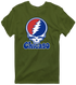 Chicago Baseball Stealie Grateful Dead T-Shirt — Chicago Cubs — Military Green
