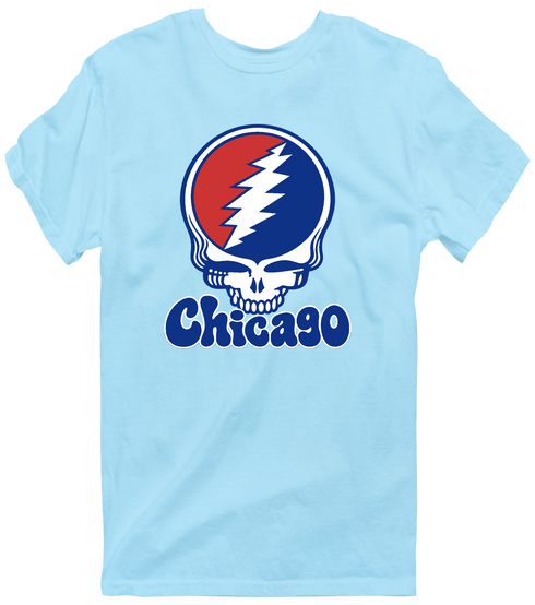 Chicago Baseball Stealie Grateful Dead T-Shirt — Chicago Cubs — Light Blue