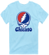 Chicago Baseball Stealie Grateful Dead T-Shirt — Chicago Cubs — Light Blue
