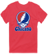 Chicago Baseball Stealie Grateful Dead T-Shirt — Chicago Cubs — Heather Red