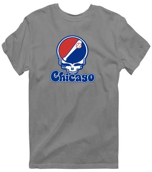 Chicago Baseball Stealie Grateful Dead T-Shirt — Chicago Cubs — Dark Heather
