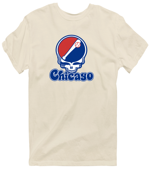 Chicago Baseball Stealie Grateful Dead T-Shirt — Chicago Cubs — Sand