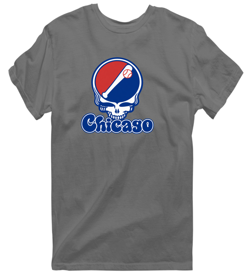 Chicago Baseball Stealie Grateful Dead T-Shirt — Chicago Cubs — Charcoal