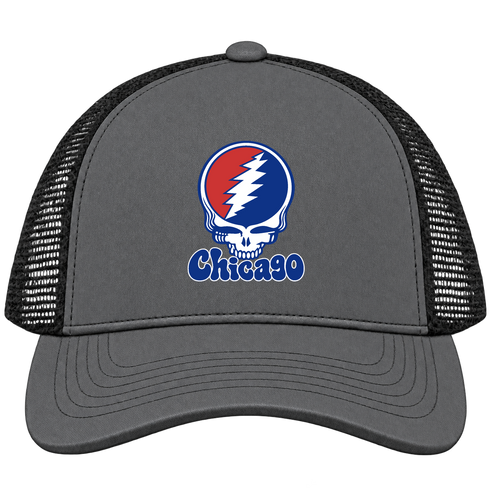 Chicago Baseball Stealie Grateful Dead Trucker Cap — Chicago Cubs — Charcoal/Black