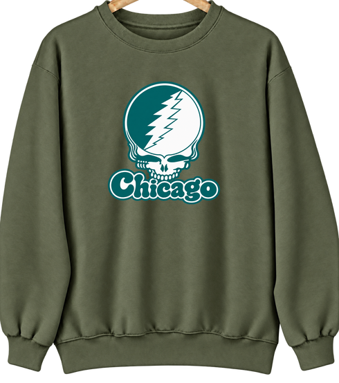 Chicago Stealie Premium Unisex Crewneck — Design: Chicago State University — Military Green