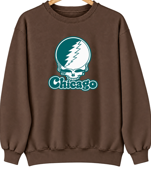 Chicago Stealie Premium Unisex Crewneck — Design: Chicago State University — Brown