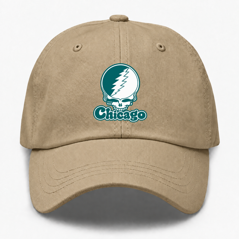 Chicago Stealie Premium Unisex Dad Hat — Design: Chicago State University — Khaki