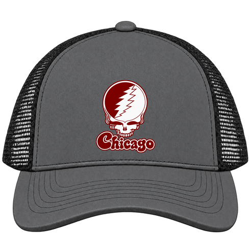 Chicago Stealie Premium Unisex Trucker Cap — Design: Chicago University of — Charcoal/Black