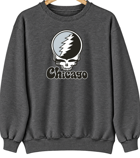Chicago Baseball Stealie Grateful Dead Crewneck — Chicago White Sox — Dark Heather