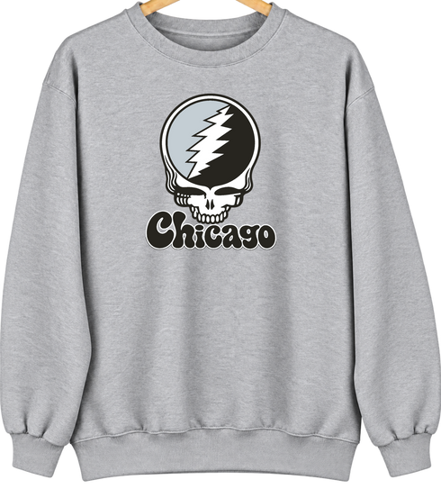 Chicago Baseball Stealie Grateful Dead Crewneck — Chicago White Sox — Sport Grey