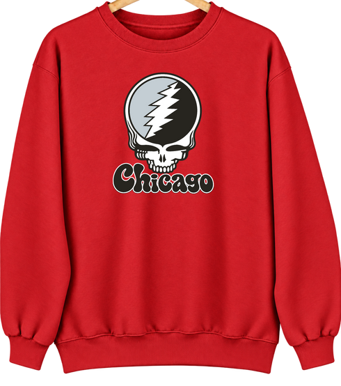 Chicago Baseball Stealie Grateful Dead Crewneck — Chicago White Sox — Red