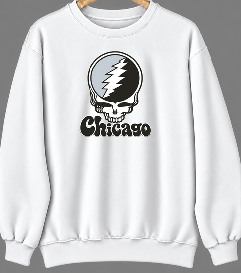 Chicago Baseball Stealie Grateful Dead Crewneck — Chicago White Sox — White