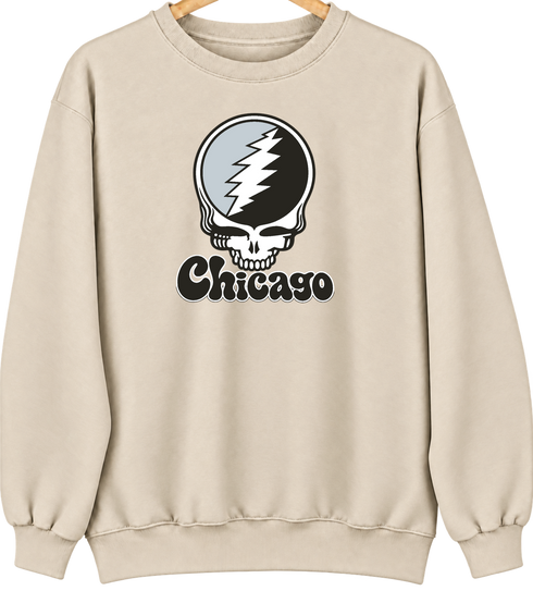 Chicago Baseball Stealie Grateful Dead Crewneck — Chicago White Sox — Sand
