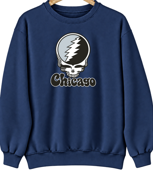 Chicago Baseball Stealie Grateful Dead Crewneck — Chicago White Sox — Navy