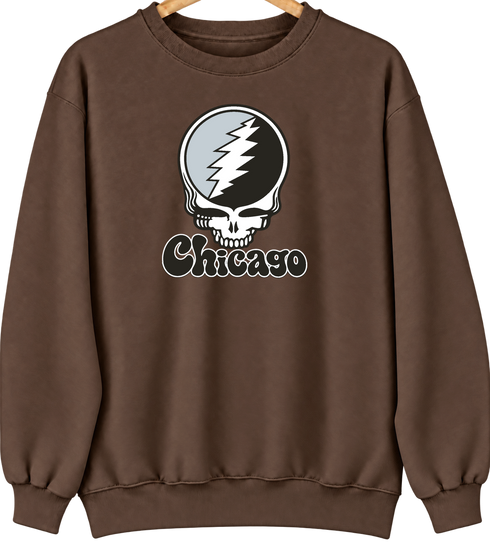 Chicago Baseball Stealie Grateful Dead Crewneck — Chicago White Sox — Brown
