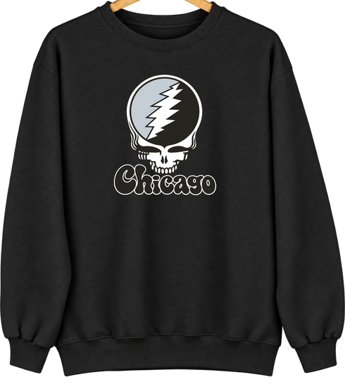 Chicago Baseball Stealie Grateful Dead Crewneck — Chicago White Sox — Black
