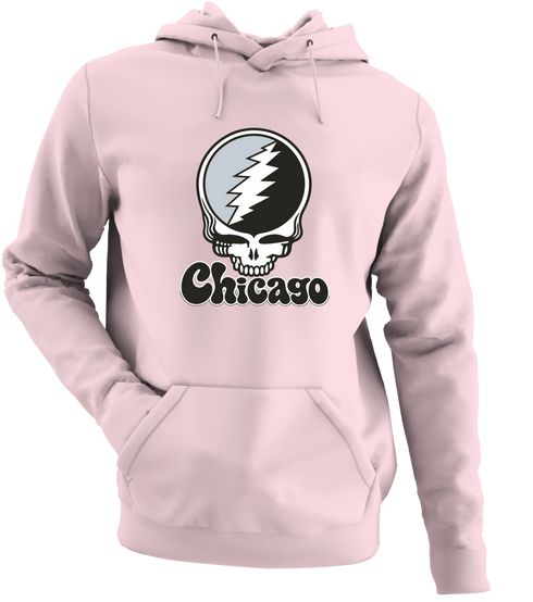 Chicago Baseball Stealie Grateful Dead Hoodie — Chicago White Sox — Light Pink