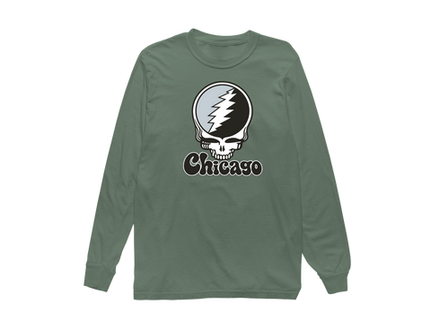 Chicago Baseball Stealie Grateful Dead Long-Sleeve — Chicago White Sox — Light Green