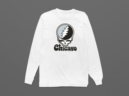 Chicago Baseball Stealie Grateful Dead Long-Sleeve — Chicago White Sox — White