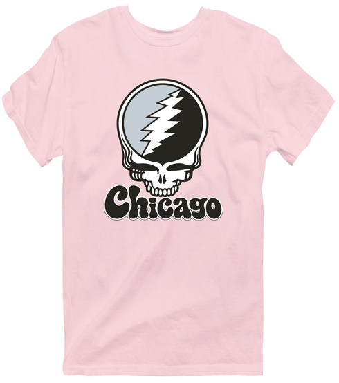 Chicago Baseball Stealie Grateful Dead T-Shirt — Chicago White Sox — Light Pink