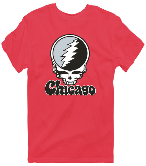 Chicago Baseball Stealie Grateful Dead T-Shirt — Chicago White Sox — Heather Red