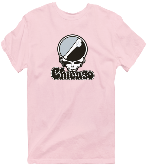 Chicago Baseball Stealie Grateful Dead T-Shirt — Chicago White Sox — Light Pink
