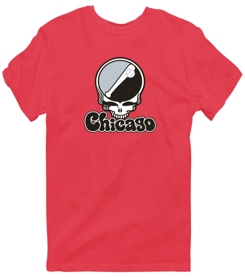 Chicago Baseball Stealie Grateful Dead T-Shirt — Chicago White Sox — Heather Red