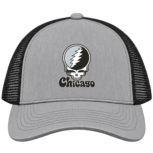 Chicago Baseball Stealie Grateful Dead Trucker Cap — Chicago White Sox — Heather Grey/Black