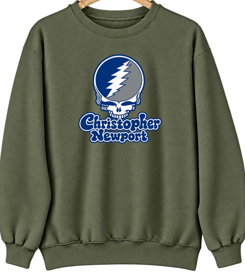 Christopher Newport Stealie Premium Unisex Crewneck — Design: Christopher Newport University — Military Green