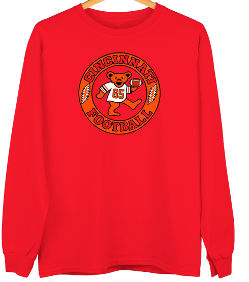 Cincinnati Football Dancing Bear Premium Crewneck — Cincinnati Bengals — Red