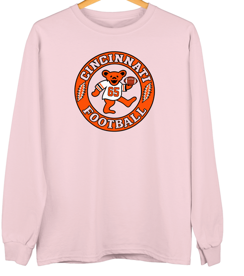Cincinnati Football Dancing Bear Premium Crewneck — Cincinnati Bengals — Light Pink