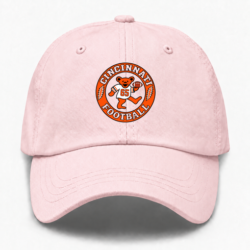Cincinnati Football Dancing Bear Premium Dad Hat — Cincinnati Bengals — Pink