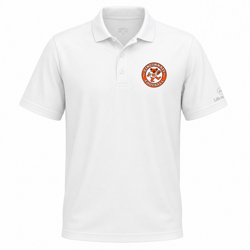 Cincinnati Football Dancing Bear Premium Polo — Cincinnati Bengals — White