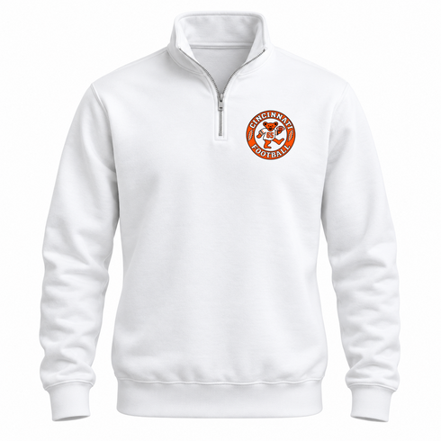 Cincinnati Football Dancing Bear Premium Quarter-Zip — Cincinnati Bengals — White