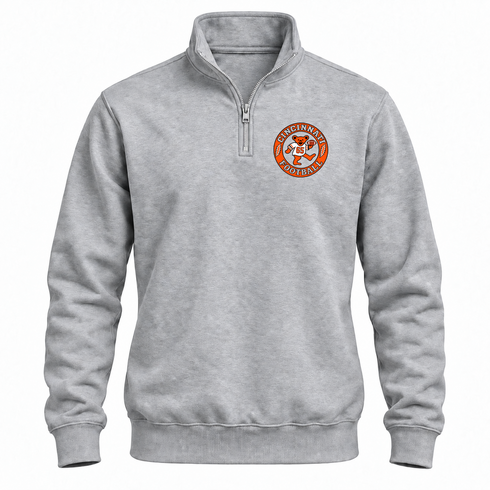 Cincinnati Football Dancing Bear Premium Quarter-Zip — Cincinnati Bengals — Sport Grey