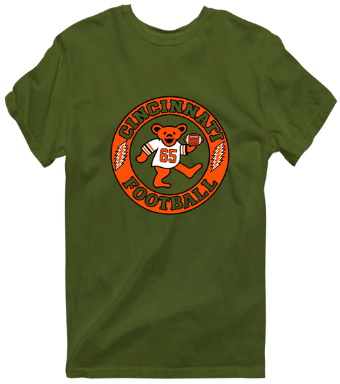 Cincinnati Football Dancing Bear Premium T-Shirt — Cincinnati Bengals — Military Green