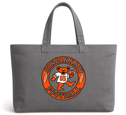 Cincinnati Football Dancing Bear Premium Tote Bag — Cincinnati Bengals — Grey