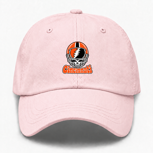 Cincinnati Helmet Stealie Premium Unisex Dad Hat — Cincinnati Bengals — Pink
