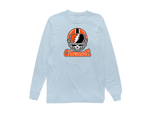 Cincinnati Helmet Stealie Premium Unisex Long-Sleeve — Cincinnati Bengals — Chambray
