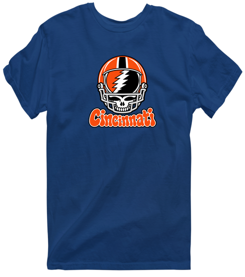 Cincinnati Helmet Stealie Premium Unisex T-Shirt — Cincinnati Bengals — Navy